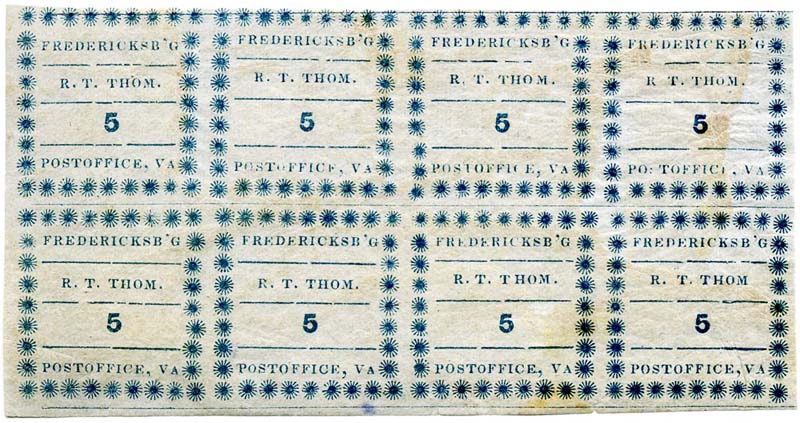 Fredericksburg, Va. 5¢ blue on bluish #26X1